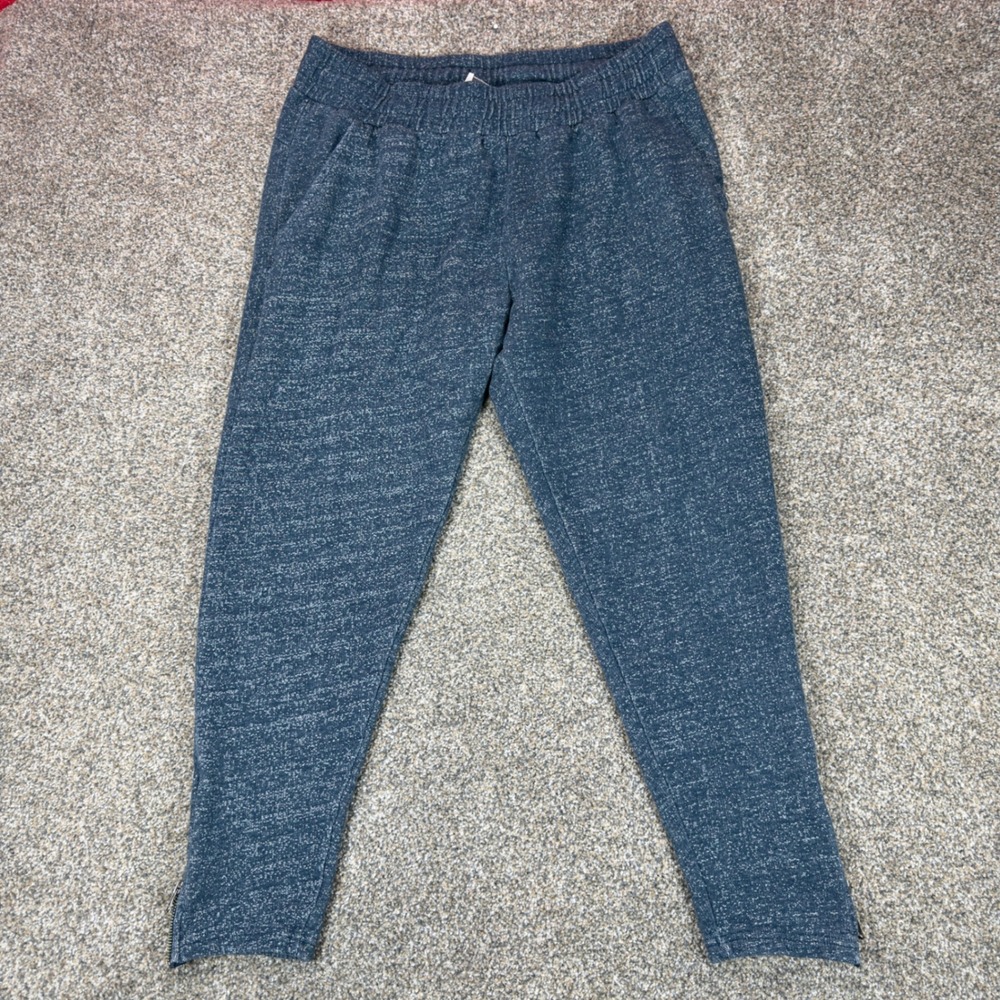 Pact Organic Cotton Ankle Zip Joggers Womens Large Blue Marled Knit Sweatpants